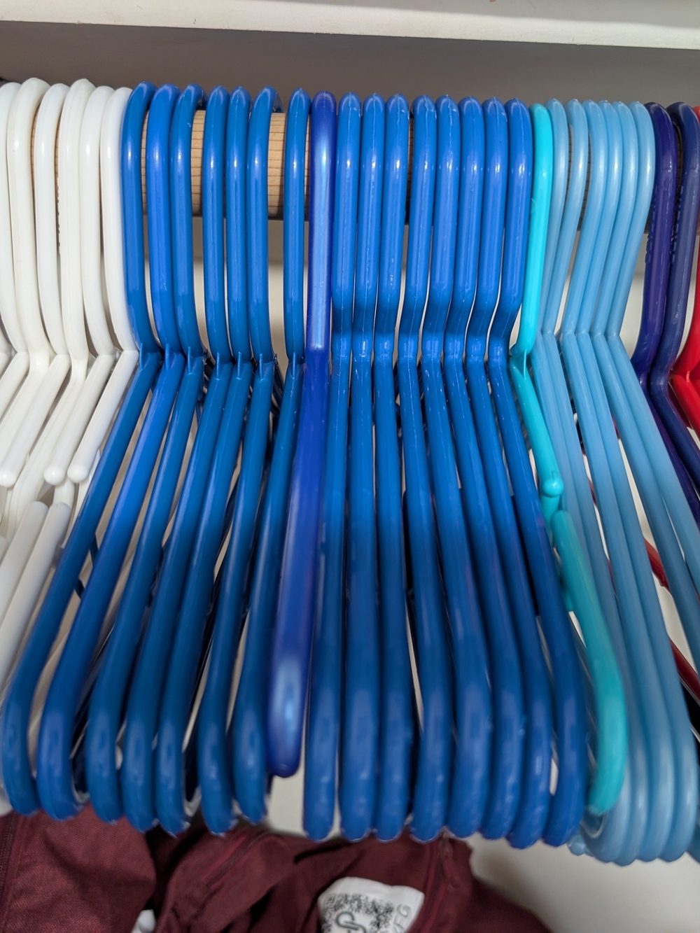 Youth Sized Plastic Closet Hangers - Blue And White Multipack